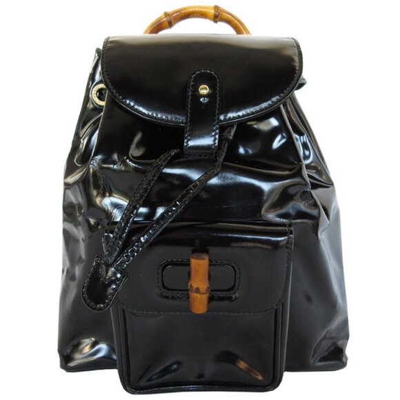 Auth GUCCI Bamboo Backpack black leather - Picture 1 of 12